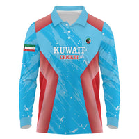 Custom Kuwait Cricket Long Sleeve Polo Shirt Go Champions Grunge Style - Wonder Print Shop