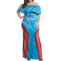 Custom Kuwait Cricket Off Shoulder Maxi Dress Go Champions Grunge Style - Wonder Print Shop