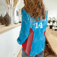 Custom Kuwait Cricket Women Casual Shirt Go Champions Grunge Style - Wonder Print Shop