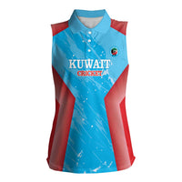 Custom Kuwait Cricket Women Sleeveless Polo Shirt Go Champions Grunge Style - Wonder Print Shop
