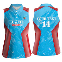 Custom Kuwait Cricket Women Sleeveless Polo Shirt Go Champions Grunge Style - Wonder Print Shop