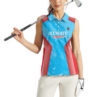 Custom Kuwait Cricket Women Sleeveless Polo Shirt Go Champions Grunge Style - Wonder Print Shop