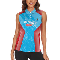 Custom Kuwait Cricket Women Sleeveless Polo Shirt Go Champions Grunge Style - Wonder Print Shop
