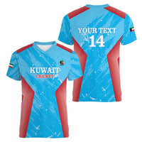 Custom Kuwait Cricket Women V-Neck T-Shirt Go Champions Grunge Style - Wonder Print Shop