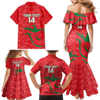 Custom Oman Cricket Family Matching Mermaid Dress and Hawaiian Shirt Go Champions Strong Flame Style - Wonder Print Shop