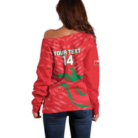 Custom Oman Cricket Off Shoulder Sweater Go Champions Strong Flame Style - Wonder Print Shop
