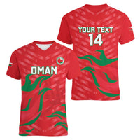 Custom Oman Cricket Women V-Neck T-Shirt Go Champions Strong Flame Style - Wonder Print Shop