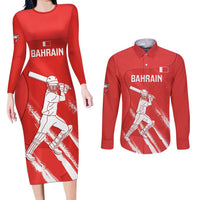 Custom Bahrain Cricket Couples Matching Long Sleeve Bodycon Dress and Long Sleeve Button Shirt Go Champions Grunge Style - Wonder Print Shop