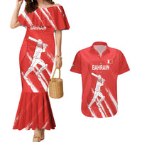 Custom Bahrain Cricket Couples Matching Mermaid Dress and Hawaiian Shirt Go Champions Grunge Style - Wonder Print Shop