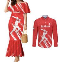 Custom Bahrain Cricket Couples Matching Mermaid Dress and Long Sleeve Button Shirt Go Champions Grunge Style