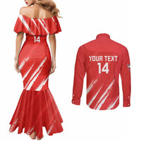 Custom Bahrain Cricket Couples Matching Mermaid Dress and Long Sleeve Button Shirt Go Champions Grunge Style