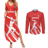 Custom Bahrain Cricket Couples Matching Summer Maxi Dress and Long Sleeve Button Shirt Go Champions Grunge Style - Wonder Print Shop