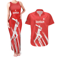 Custom Bahrain Cricket Couples Matching Tank Maxi Dress and Hawaiian Shirt Go Champions Grunge Style - Wonder Print Shop