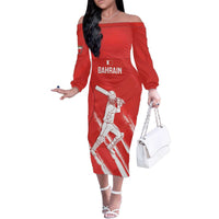 Custom Bahrain Cricket Family Matching Off The Shoulder Long Sleeve Dress and Hawaiian Shirt Go Champions Grunge Style - Wonder Print Shop