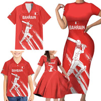 Custom Bahrain Cricket Family Matching Short Sleeve Bodycon Dress and Hawaiian Shirt Go Champions Grunge Style - Wonder Print Shop