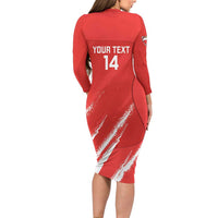 Custom Bahrain Cricket Long Sleeve Bodycon Dress Go Champions Grunge Style - Wonder Print Shop