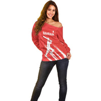 Custom Bahrain Cricket Off Shoulder Sweater Go Champions Grunge Style - Wonder Print Shop