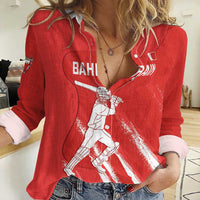 Custom Bahrain Cricket Women Casual Shirt Go Champions Grunge Style - Wonder Print Shop