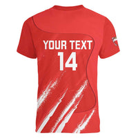 Custom Bahrain Cricket Women V-Neck T-Shirt Go Champions Grunge Style - Wonder Print Shop