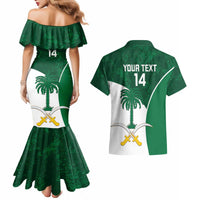 Custom Saudi Arabia Cricket Couples Matching Mermaid Dress and Hawaiian Shirt Go Champions Coat Of Arms Style - Wonder Print Shop