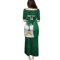 Custom Saudi Arabia Cricket Family Matching Puletasi and Hawaiian Shirt Go Champions Coat Of Arms Style - Wonder Print Shop