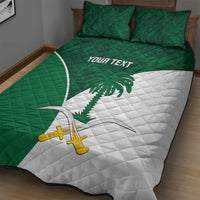 Custom Saudi Arabia Cricket Quilt Bed Set Go Champions Coat Of Arms Style - Wonder Print Shop