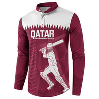 Custom Qatar Cricket Button Sweatshirt Go Champions Qataris Flag Style - Wonder Print Shop