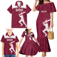 Custom Qatar Cricket Family Matching Mermaid Dress and Hawaiian Shirt Go Champions Qataris Flag Style - Wonder Print Shop