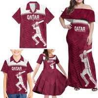 Custom Qatar Cricket Family Matching Off Shoulder Maxi Dress and Hawaiian Shirt Go Champions Qataris Flag Style - Wonder Print Shop