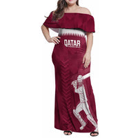 Custom Qatar Cricket Family Matching Off Shoulder Maxi Dress and Hawaiian Shirt Go Champions Qataris Flag Style - Wonder Print Shop