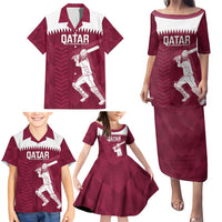 Custom Qatar Cricket Family Matching Puletasi and Hawaiian Shirt Go Champions Qataris Flag Style - Wonder Print Shop