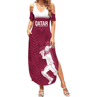 Custom Qatar Cricket Family Matching Summer Maxi Dress and Hawaiian Shirt Go Champions Qataris Flag Style - Wonder Print Shop