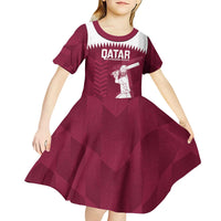 Custom Qatar Cricket Kid Short Sleeve Dress Go Champions Qataris Flag Style - Wonder Print Shop