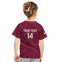 Custom Qatar Cricket Kid T Shirt Go Champions Qataris Flag Style - Wonder Print Shop