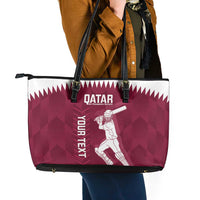 Custom Qatar Cricket Leather Tote Bag Go Champions Qataris Flag Style - Wonder Print Shop