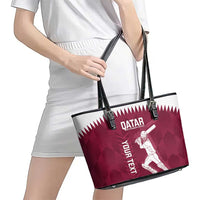 Custom Qatar Cricket Leather Tote Bag Go Champions Qataris Flag Style - Wonder Print Shop