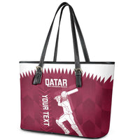 Custom Qatar Cricket Leather Tote Bag Go Champions Qataris Flag Style - Wonder Print Shop