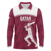 Custom Qatar Cricket Long Sleeve Polo Shirt Go Champions Qataris Flag Style - Wonder Print Shop
