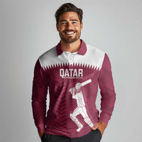 Custom Qatar Cricket Long Sleeve Polo Shirt Go Champions Qataris Flag Style - Wonder Print Shop