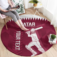 Custom Qatar Cricket Round Carpet Go Champions Qataris Flag Style