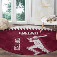 Custom Qatar Cricket Round Carpet Go Champions Qataris Flag Style