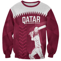 Custom Qatar Cricket Sweatshirt Go Champions Qataris Flag Style - Wonder Print Shop