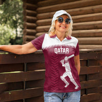 Custom Qatar Cricket Women Polo Shirt Go Champions Qataris Flag Style - Wonder Print Shop