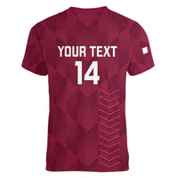 Custom Qatar Cricket Women V-Neck T-Shirt Go Champions Qataris Flag Style - Wonder Print Shop
