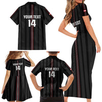 Custom Austria Football Family Matching Short Sleeve Bodycon Dress and Hawaiian Shirt 2026 Go Das Team Striped Style - Wonder Print Shop