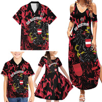 Custom Austria Football Family Matching Summer Maxi Dress and Hawaiian Shirt 2026 Das Team Black Eagle - Wonder Print Shop
