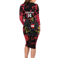 Custom Austria Football Long Sleeve Bodycon Dress 2026 Das Team Black Eagle - Wonder Print Shop
