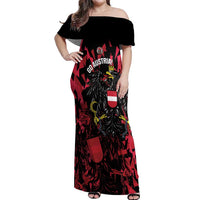Custom Austria Football Off Shoulder Maxi Dress 2026 Das Team Black Eagle - Wonder Print Shop