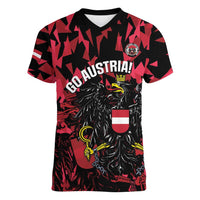 Custom Austria Football Women V-Neck T-Shirt 2026 Das Team Black Eagle - Wonder Print Shop