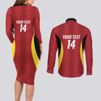 Custom Belgium Football Couples Matching Long Sleeve Bodycon Dress and Long Sleeve Button Shirt 2026 Go De Rode Duivels - Wonder Print Shop